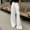 Women's White Stretch Wide-Leg Pants