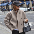 Women's V-Neck Brown Tailored Jacket