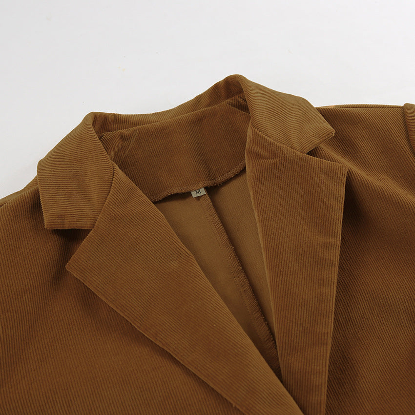 Women's Corduroy Blazer Jacket - Khaki