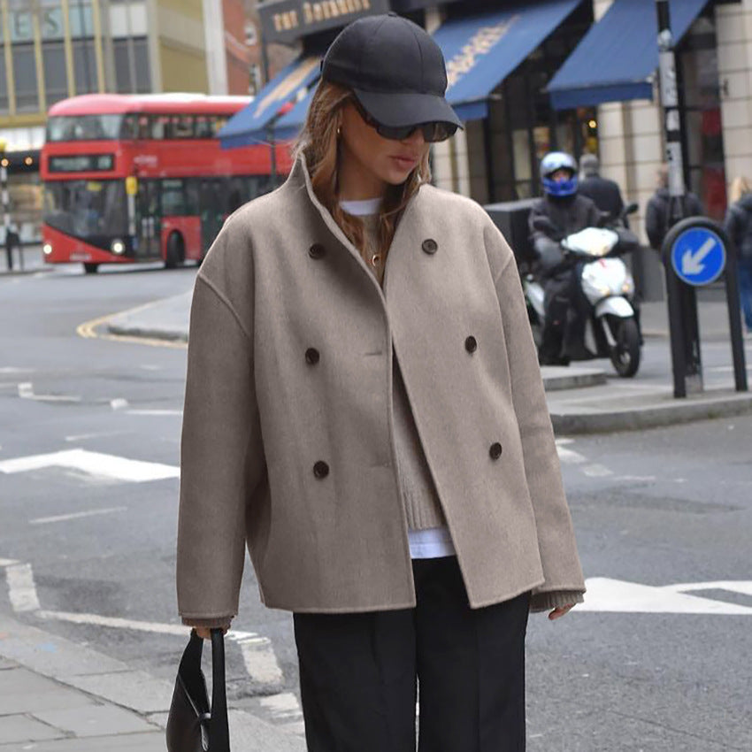 Women's V-Neck Brown Tailored Jacket - Brown