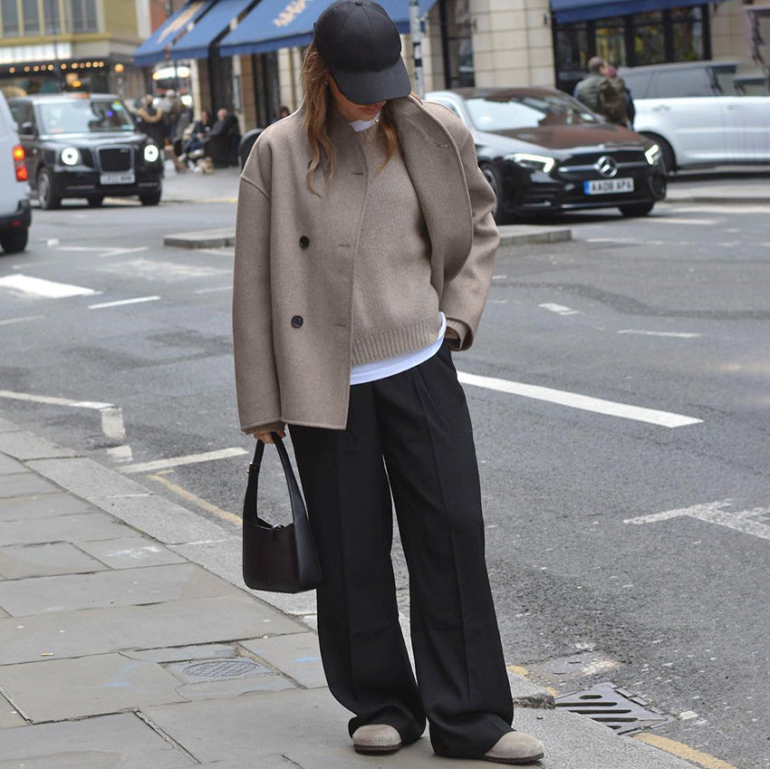 Women's V-Neck Brown Tailored Jacket - Brown