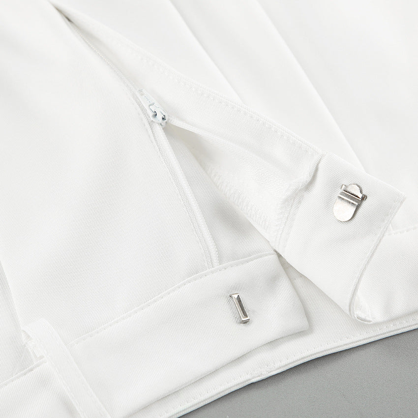 Women's White Stretch Wide-Leg Pants