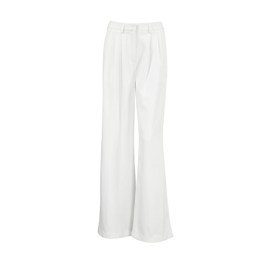 Women's White Stretch Wide-Leg Pants