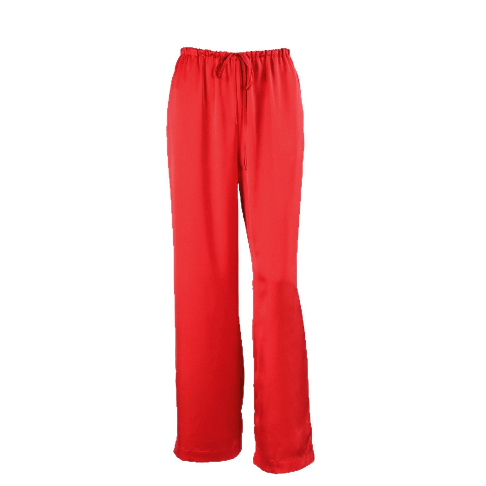 Women's Red Drawstring Wide-Leg Pants - Red