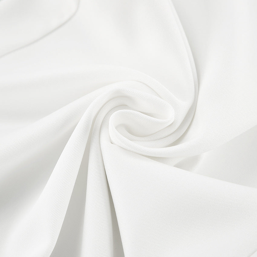 Women's White Stretch Wide-Leg Pants