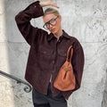 Women's Brown Faux Suede Relaxed Jacket