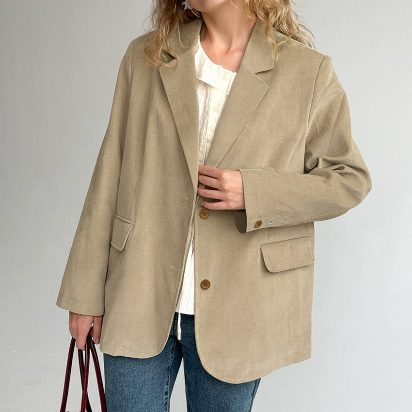 Women's Corduroy Blazer Jacket - Brown