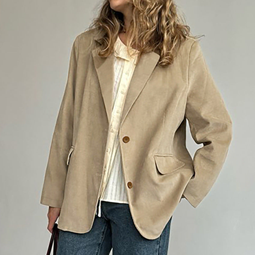 Women's Corduroy Blazer Jacket - Khaki