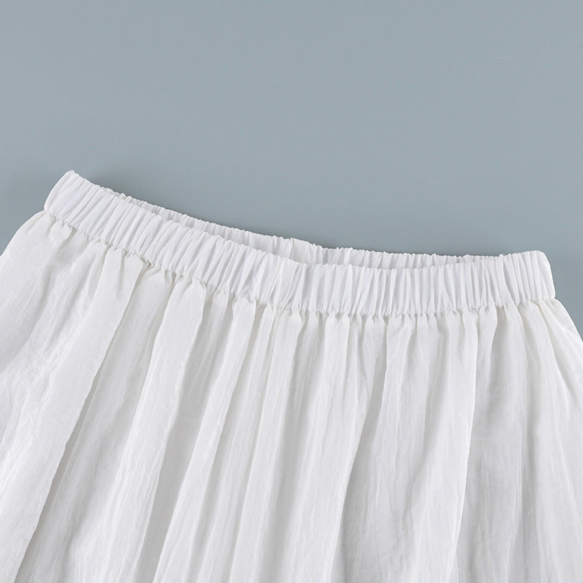 Women's White Belted Wide-Leg Pants - White